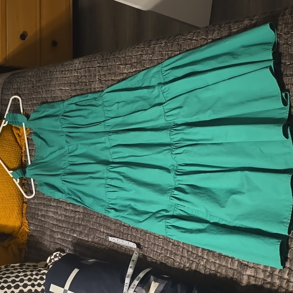 Spring Dress Free Assembly Women's Cotton Tiered Midi Dress with Pockets